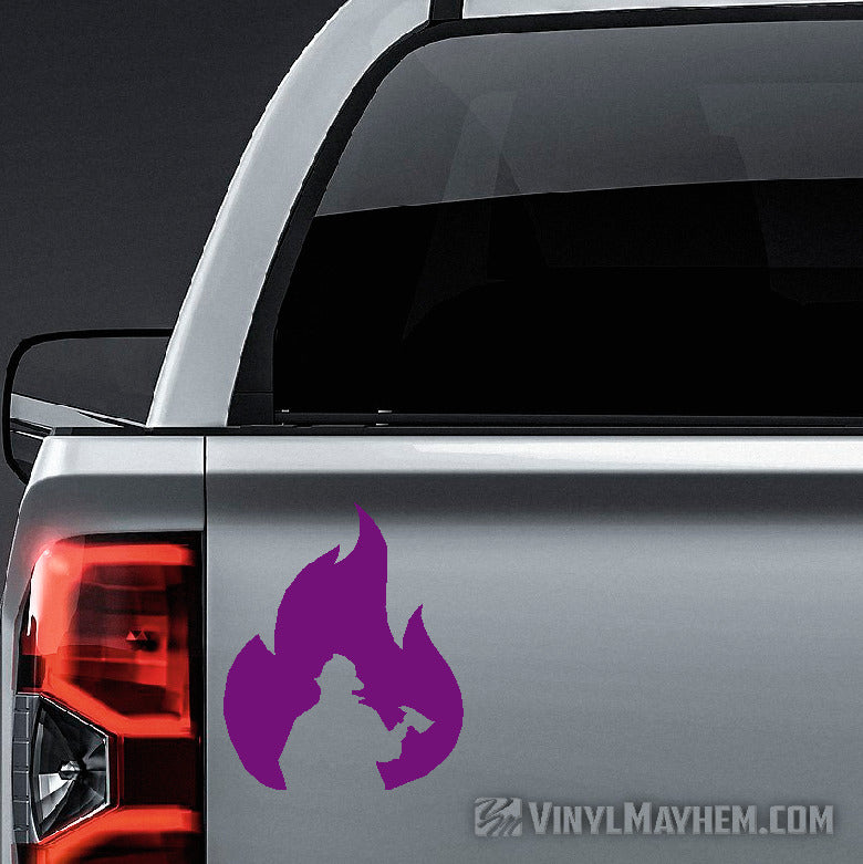 Firefighter Silhouette in Flame vinyl sticker