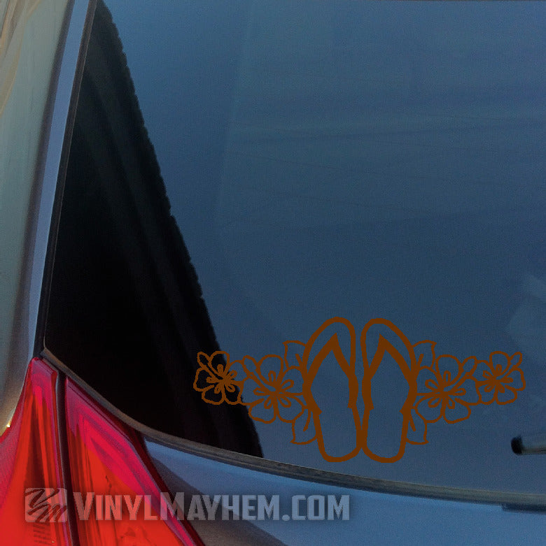 Flip Flops with Hawaiian Flowers vinyl sticker