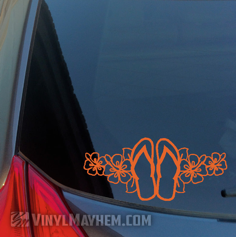 Flip Flops with Hawaiian Flowers vinyl sticker
