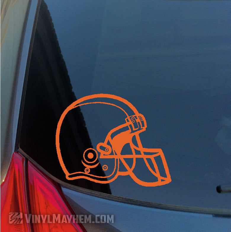 Football Helmet outline vinyl sticker 6.5” x 8” / Orange