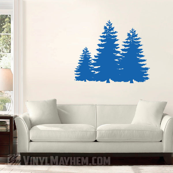Forest Trees Vinyl Sticker | Evergreen Nature Wall or Car Window Decal ...