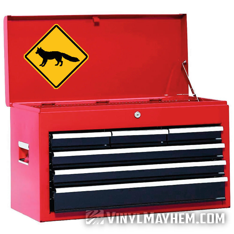 Fox Crossing road caution sign sticker