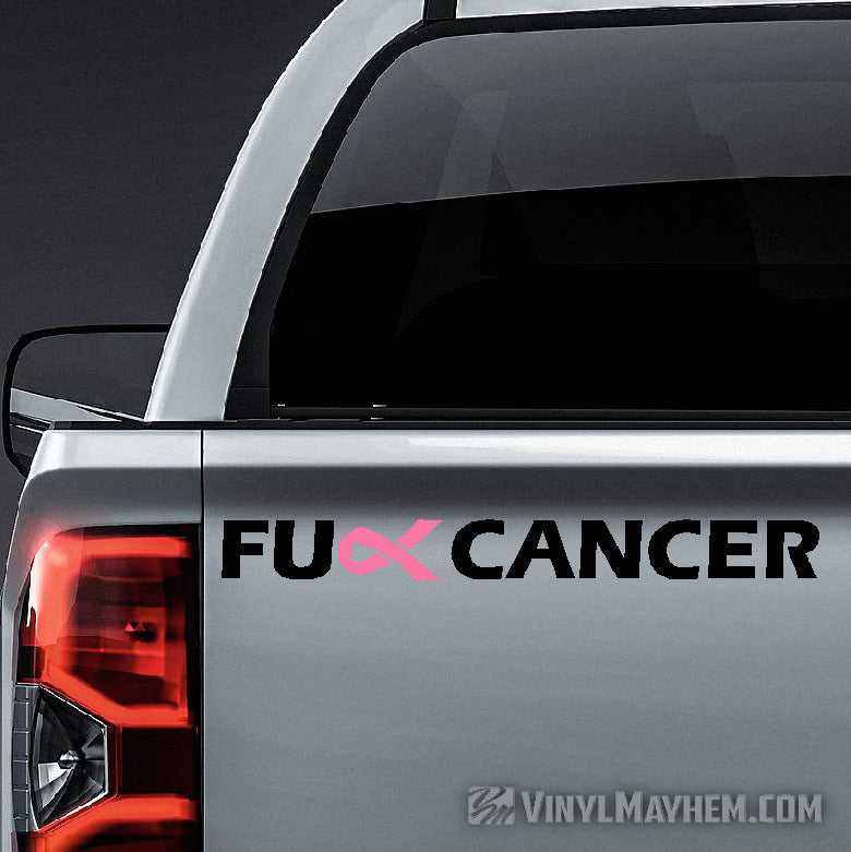 FU** Breast Cancer pink ribbon two-color vinyl sticker