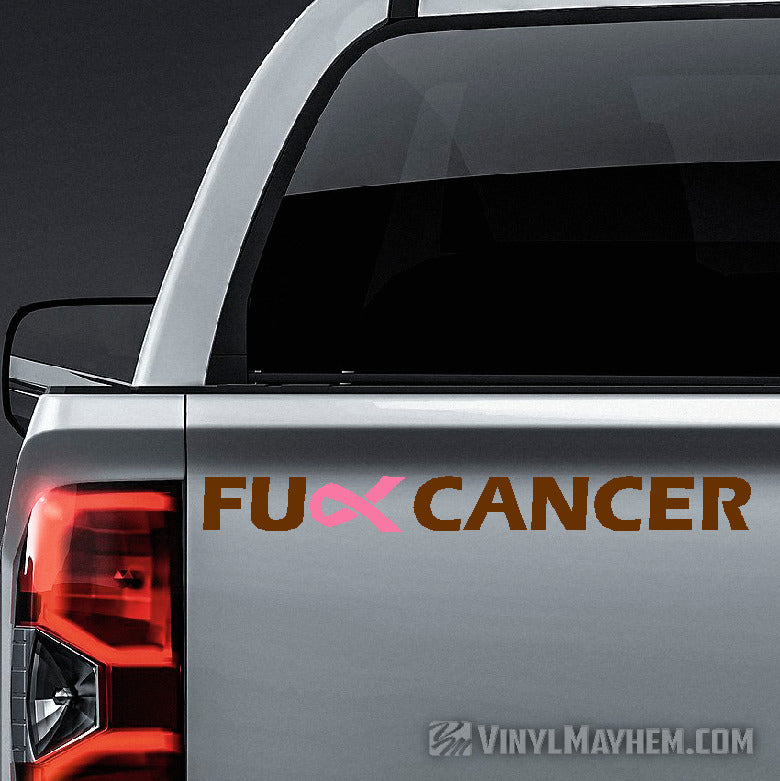 FU** Breast Cancer pink ribbon two-color vinyl sticker