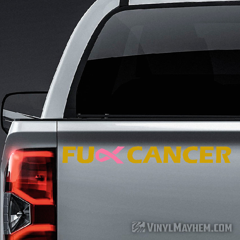 FU** Breast Cancer pink ribbon two-color vinyl sticker