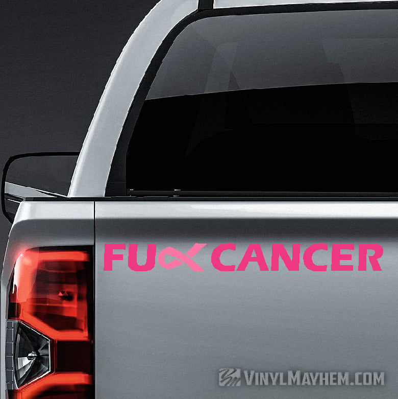 FU** Breast Cancer pink ribbon two-color vinyl sticker