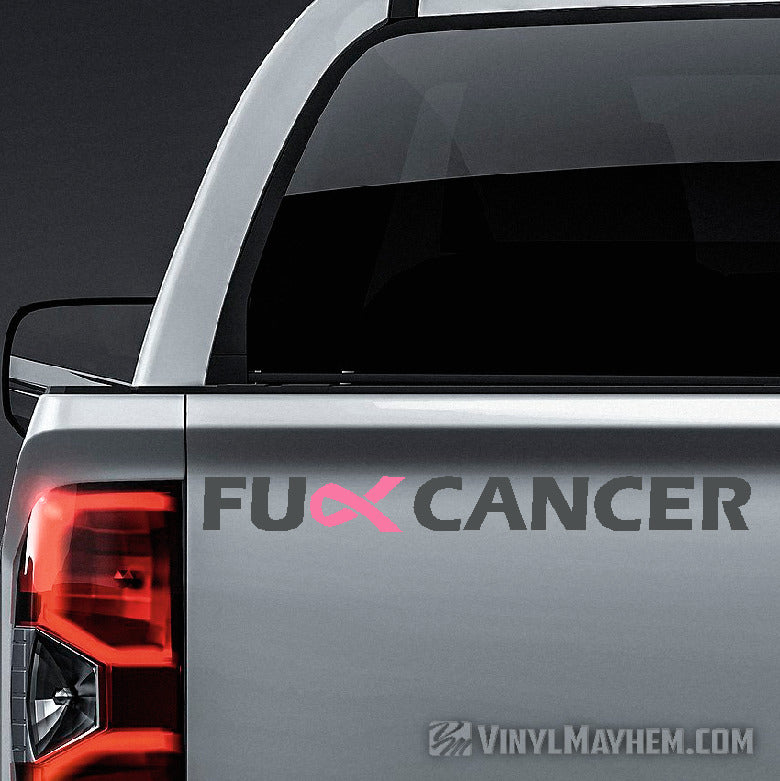 FU** Breast Cancer pink ribbon two-color vinyl sticker