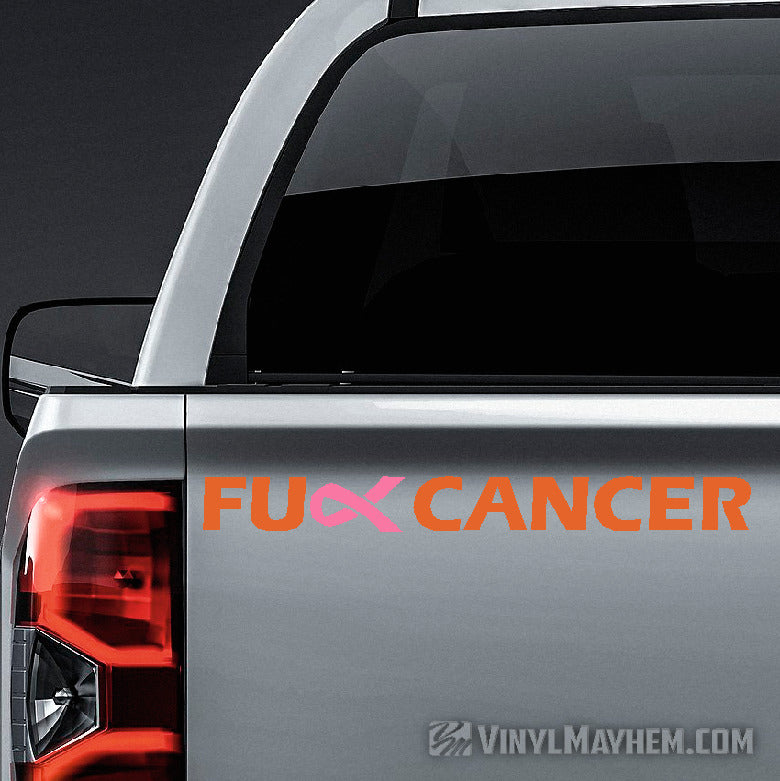 FU** Breast Cancer pink ribbon two-color vinyl sticker