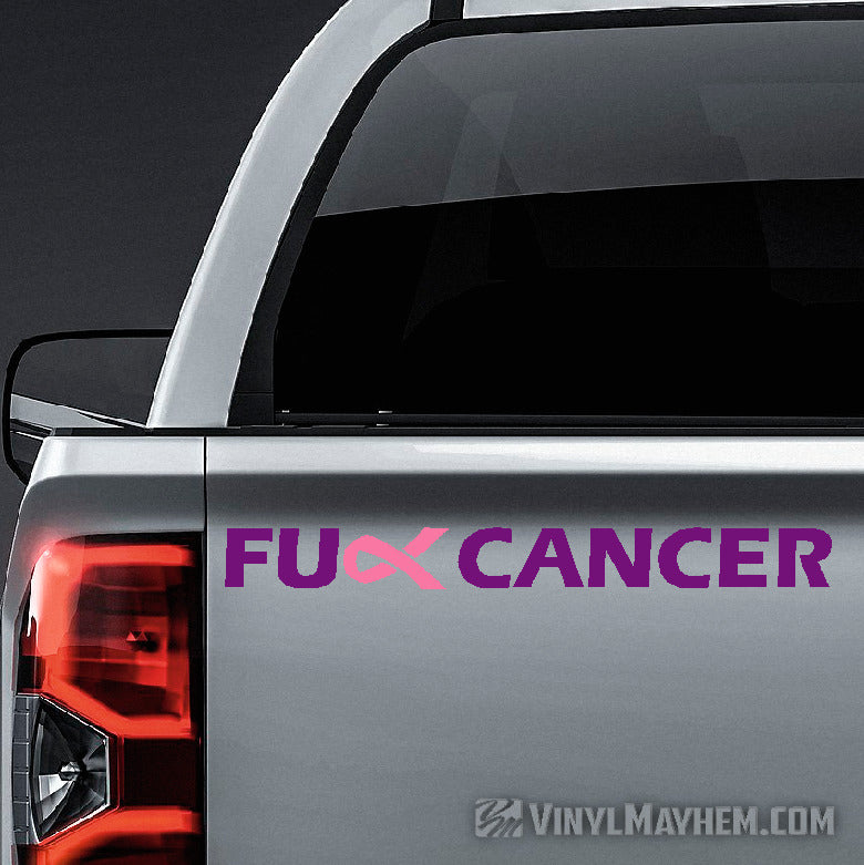 FU** Breast Cancer pink ribbon two-color vinyl sticker
