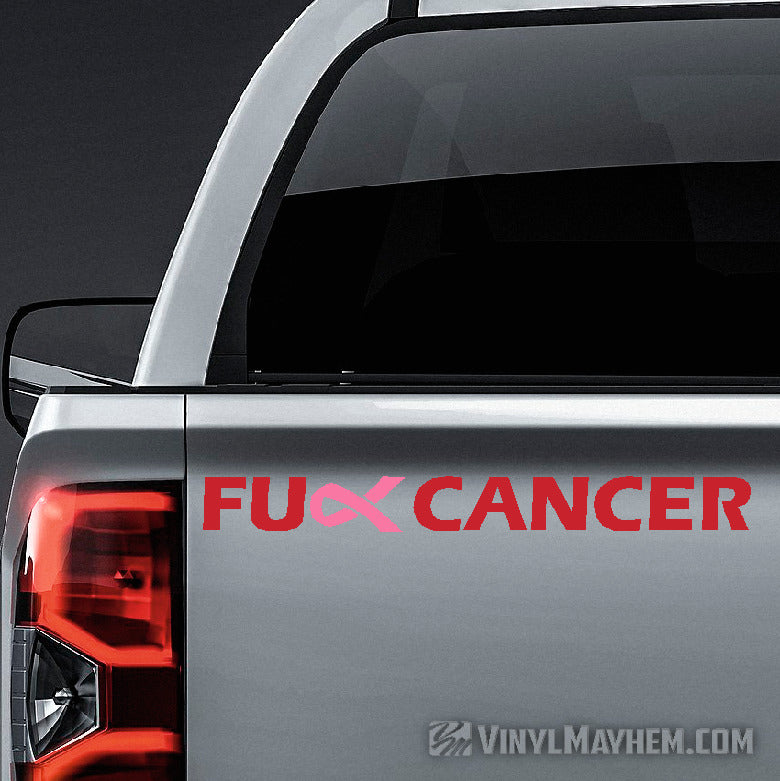 FU** Breast Cancer pink ribbon two-color vinyl sticker