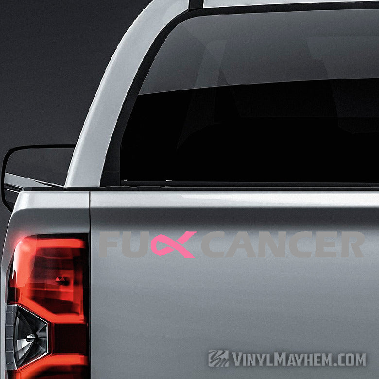 FU** Breast Cancer pink ribbon two-color vinyl sticker