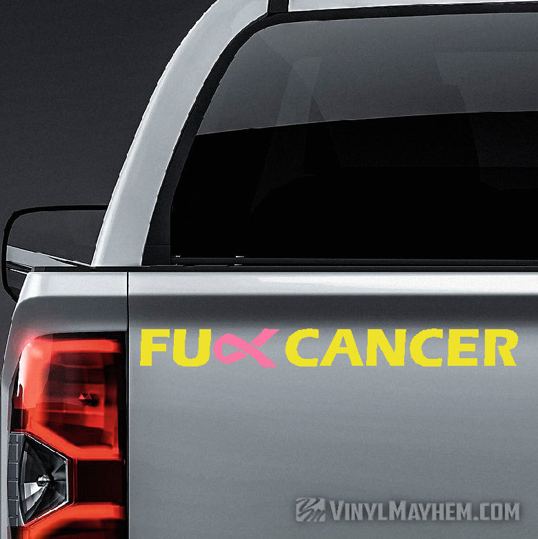 FU** Breast Cancer pink ribbon two-color vinyl sticker