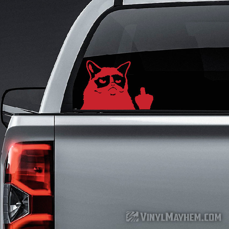 Grumpy Cat Flipping Off vinyl sticker