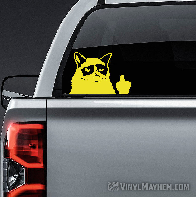 Grumpy Cat Flipping Off vinyl sticker