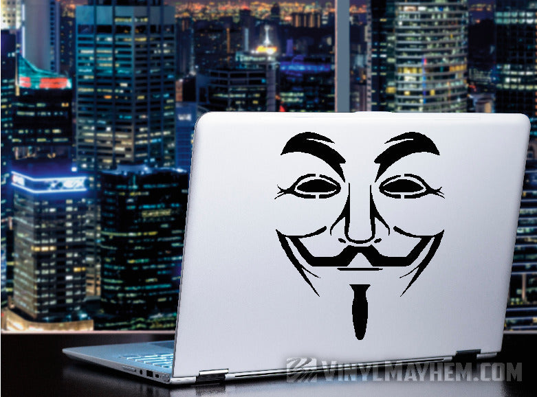 Guy Fawkes mask face detail vinyl sticker