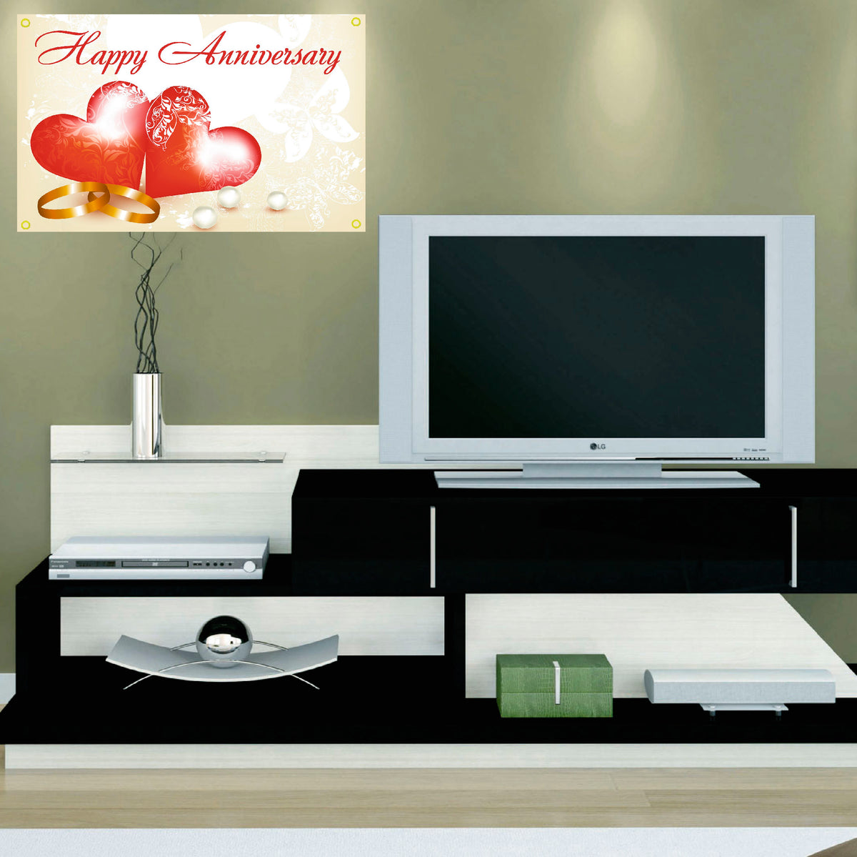 Happy Anniversary hearts banner