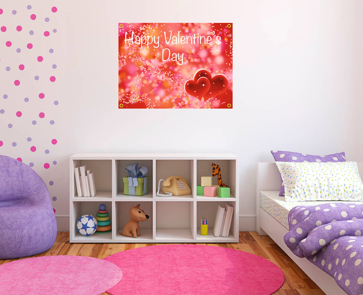 Happy Valentine&#39;s Day with hearts banner