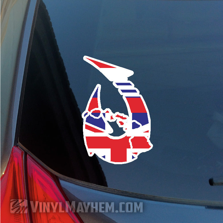 Hawaii State flag fish hook sticker