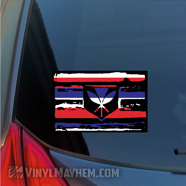 Hawaii State flag with Kanaka Maoli design sticker