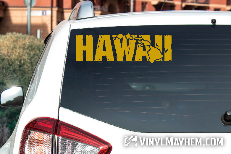 Hawaii with islands distressed vinyl sticker