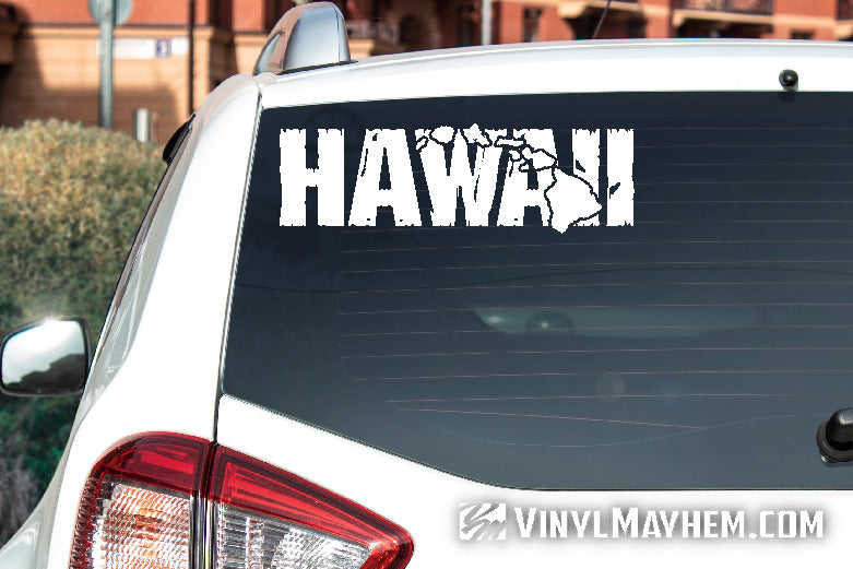 Hawaii with islands distressed vinyl sticker