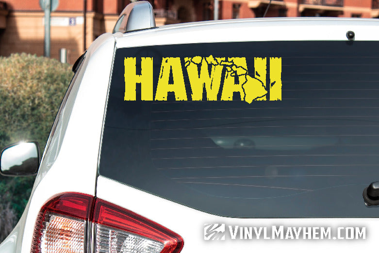 Hawaii with islands distressed vinyl sticker