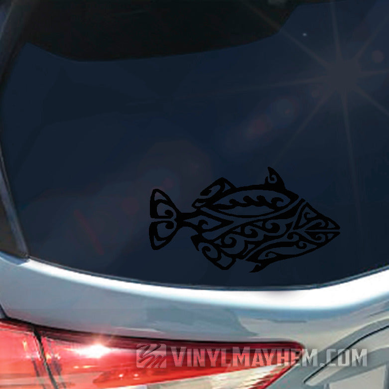 Hawaiian Humuhumunukunukuapuaa reef trigger tribal fish vinyl sticker