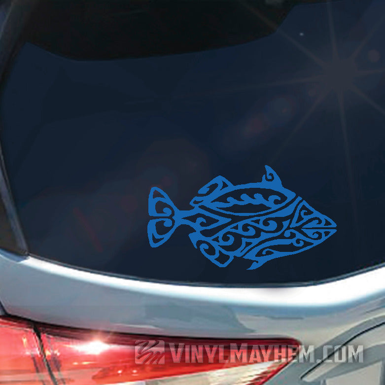 Hawaiian Humuhumunukunukuapuaa reef trigger tribal fish vinyl sticker