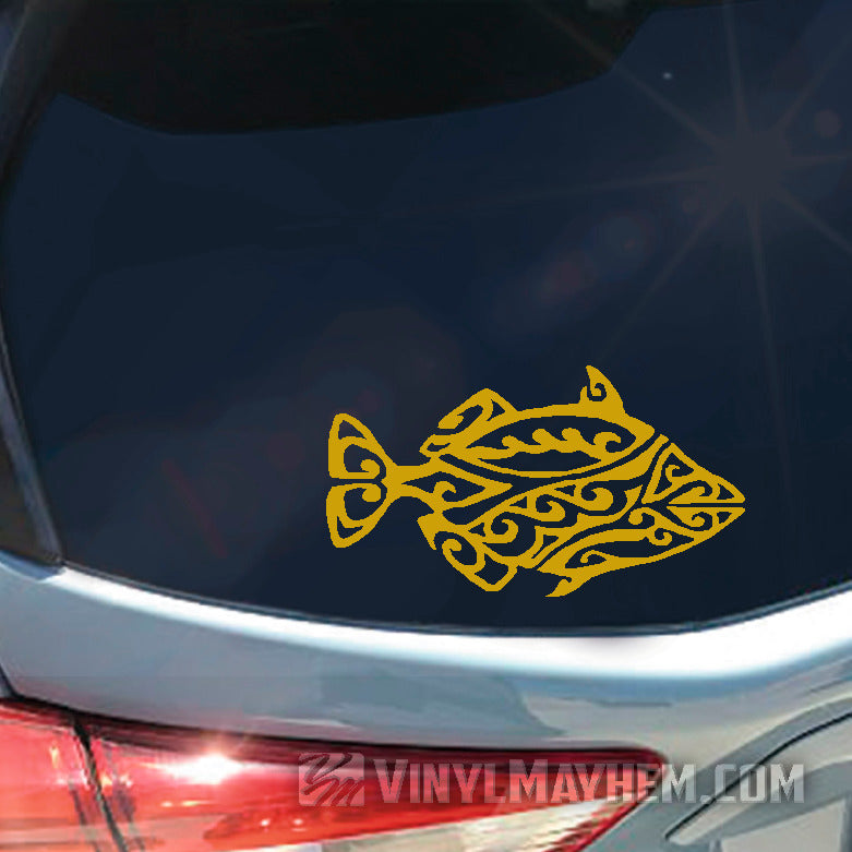Hawaiian Humuhumunukunukuapuaa reef trigger tribal fish vinyl sticker