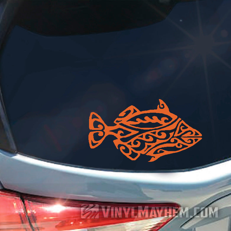 Hawaiian Humuhumunukunukuapuaa reef trigger tribal fish vinyl sticker