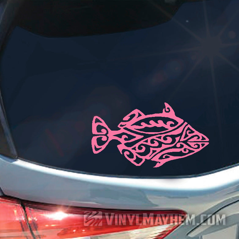 Hawaiian Humuhumunukunukuapuaa reef trigger tribal fish vinyl sticker