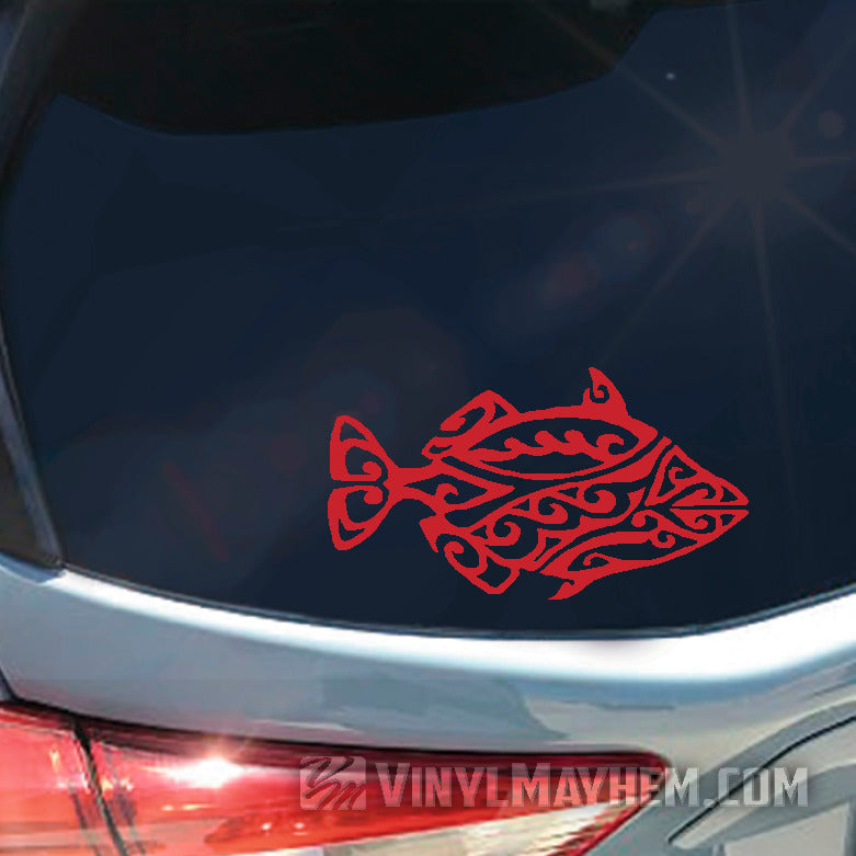 Hawaiian Humuhumunukunukuapuaa reef trigger tribal fish vinyl sticker