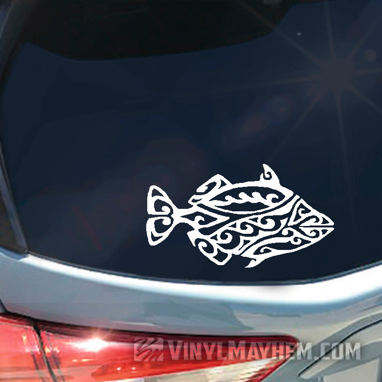 Hawaiian Humuhumunukunukuapuaa reef trigger tribal fish vinyl sticker