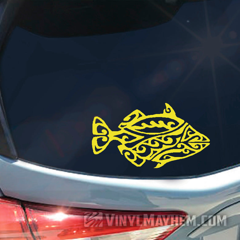 Hawaiian Humuhumunukunukuapuaa reef trigger tribal fish vinyl sticker