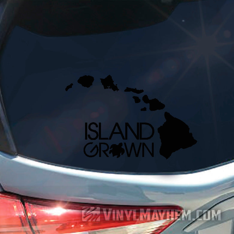 Hawaiian Island Grown with Turtle vinyl sticker