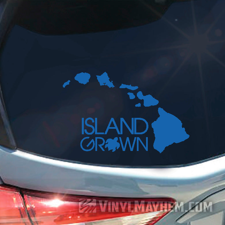 Hawaiian Island Grown with Turtle vinyl sticker