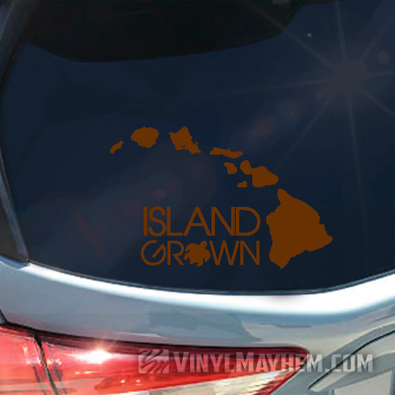 Hawaiian Island Grown with Turtle vinyl sticker