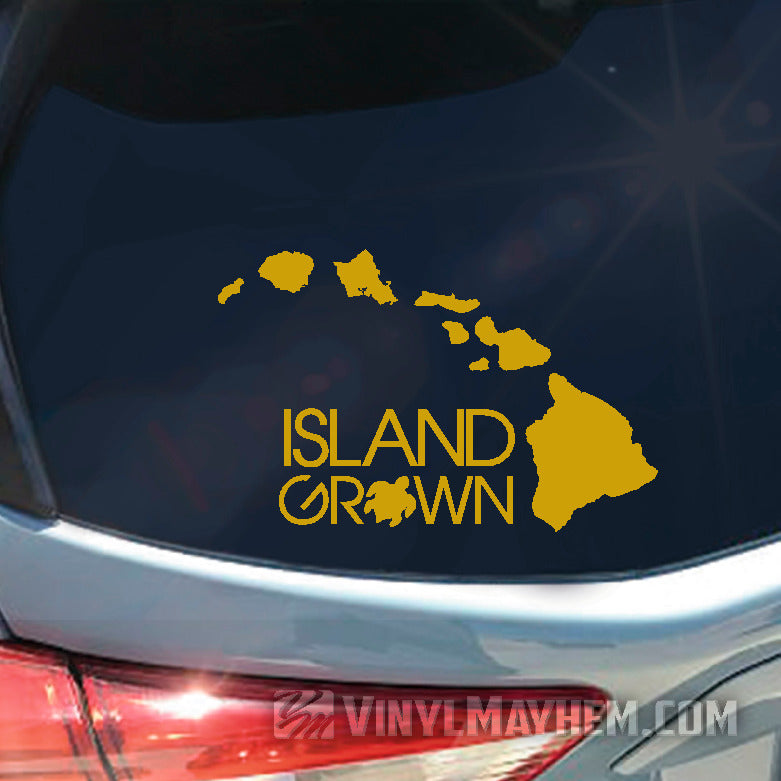 Hawaiian Island Grown with Turtle vinyl sticker