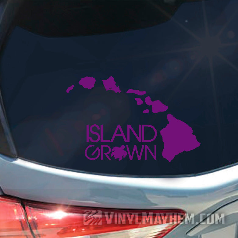 Hawaiian Island Grown with Turtle vinyl sticker