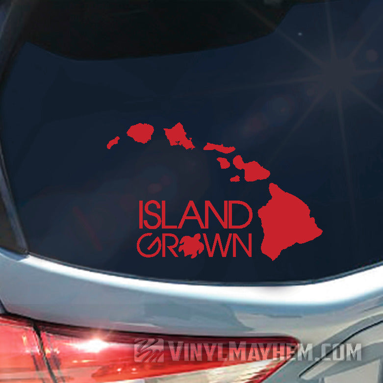 Hawaiian Island Grown with Turtle vinyl sticker