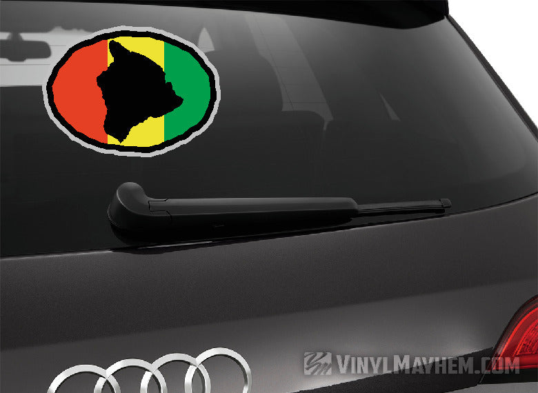 Hawaiian Big Island Rasta oval sticker