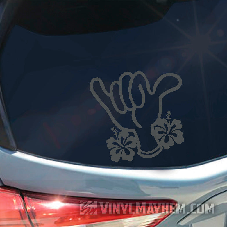 Hawaiian Hang Loose shaka hibiscus vinyl sticker