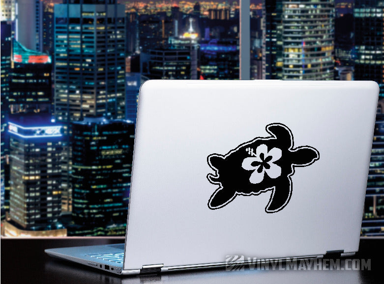 Hawaiian Hibiscus Turtle vinyl sticker