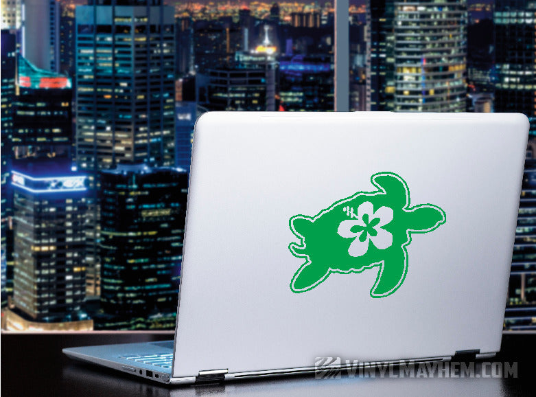 Hawaiian Hibiscus Turtle vinyl sticker