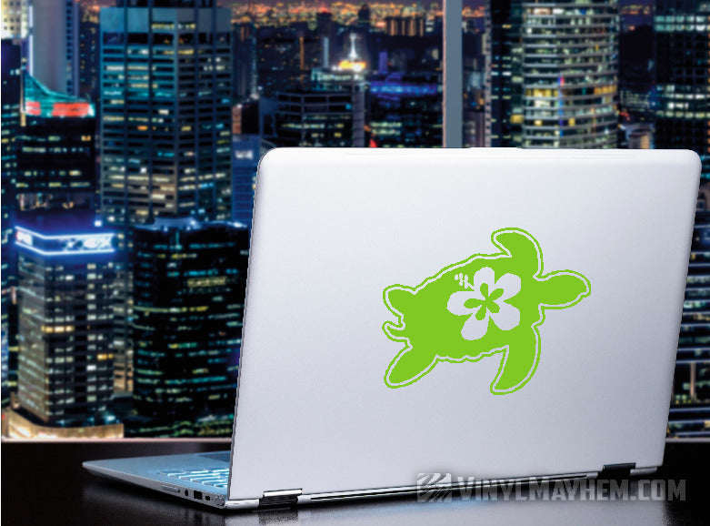 Hawaiian Hibiscus Turtle vinyl sticker