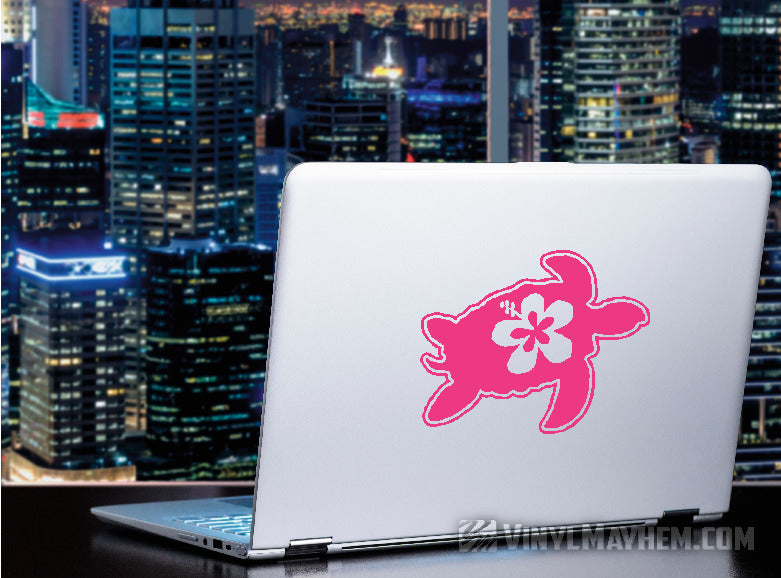 Hawaiian Hibiscus Turtle vinyl sticker