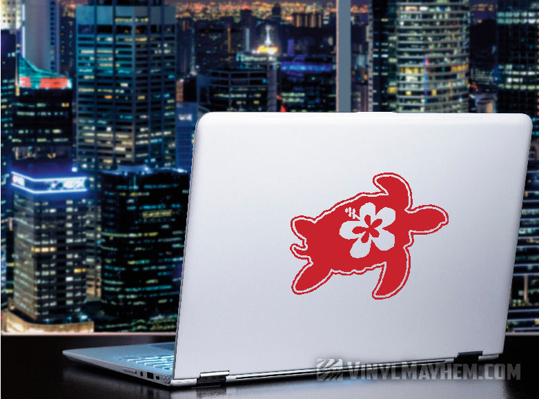 Hawaiian Hibiscus Turtle vinyl sticker