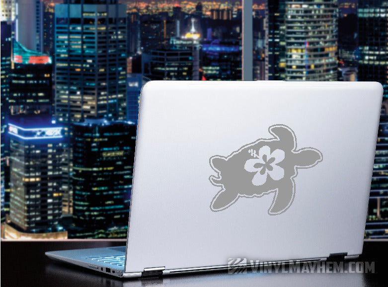 Hawaiian Hibiscus Turtle vinyl sticker