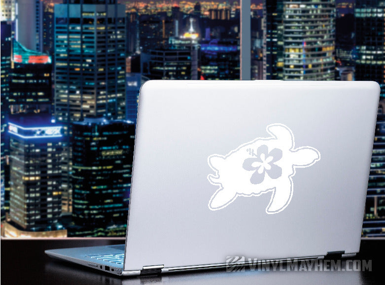 Hawaiian Hibiscus Turtle vinyl sticker