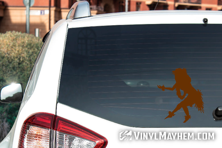 Hawaiian hula dancer girl wahine palms raised vinyl sticker